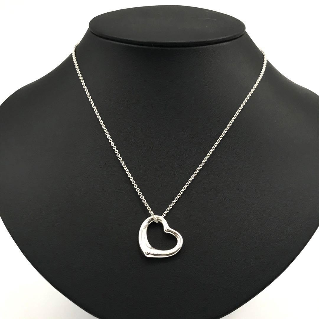 Tiffany & Co. Open Heart Necklace 925 Silver Unisex Pre-Owned 22mm Pendant