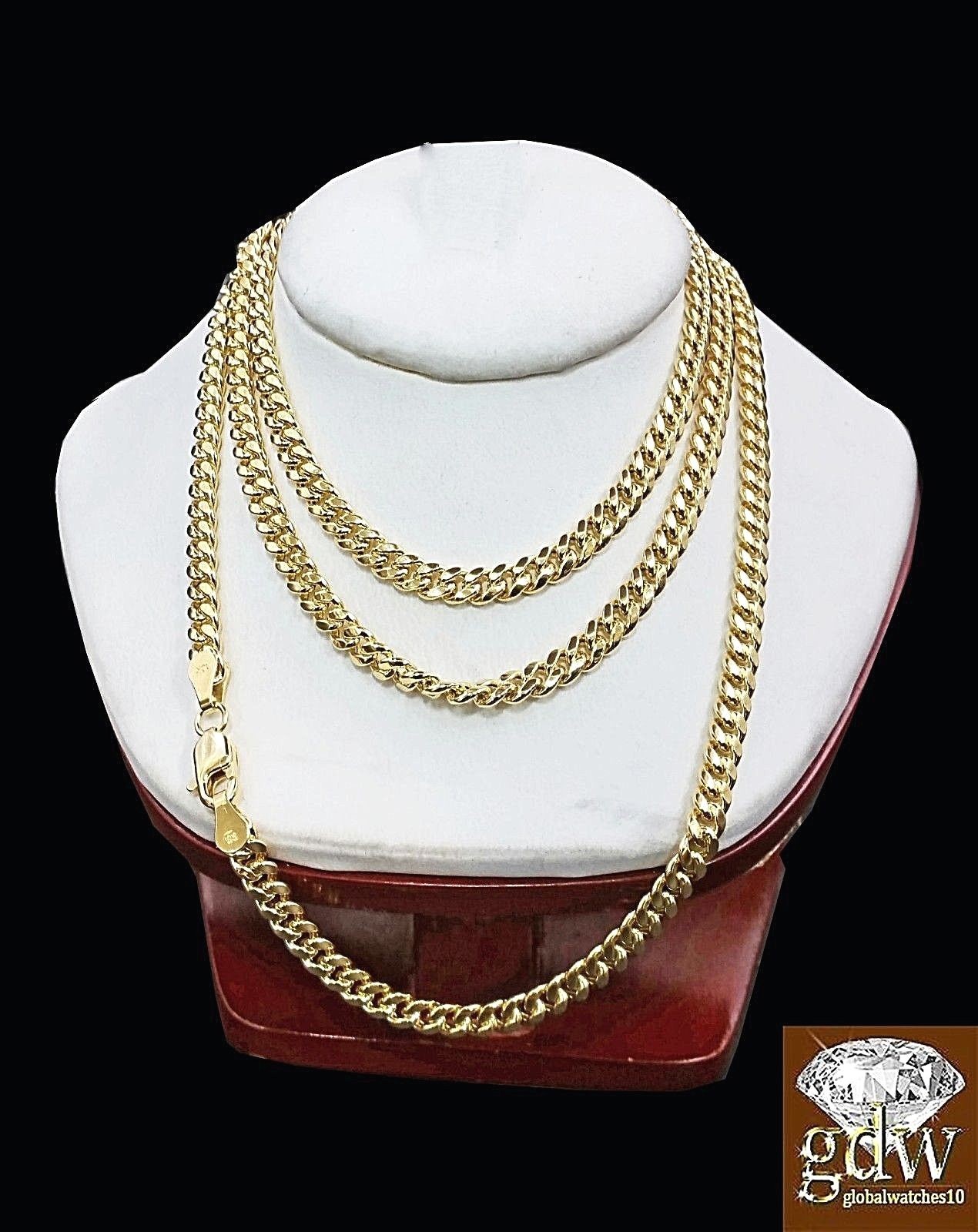 10k Gold Miami Cuban Chain Necklace 22″ Inch Men Women Link 4mm Real 10k Gold