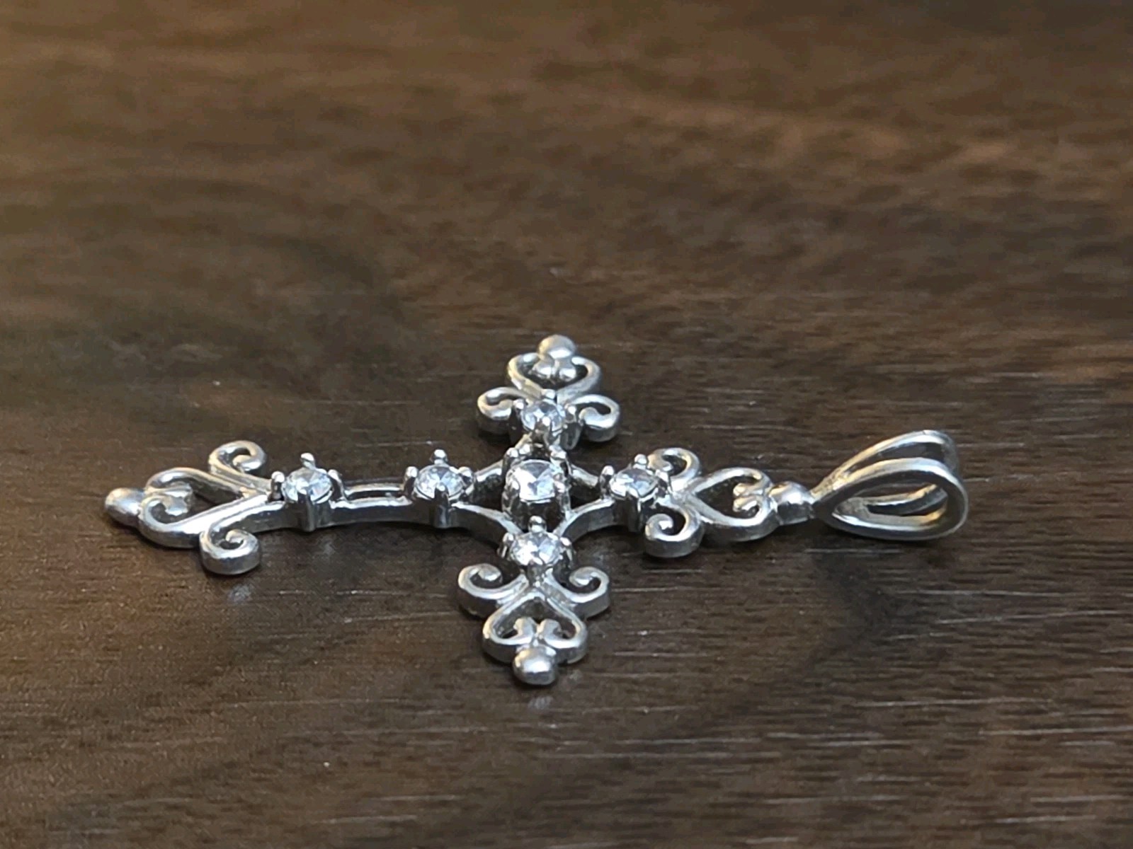 Sterling Silver Cross Pendant With Crystals 925