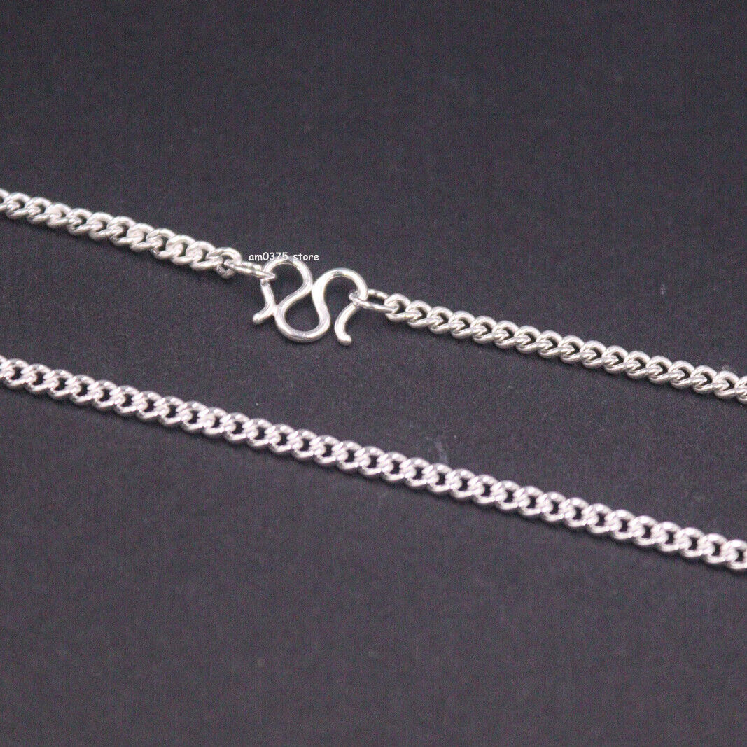 Pure 999 Fine Silver Chain For Women 3.6mm Solid Curb Link Necklace 16-28inchL