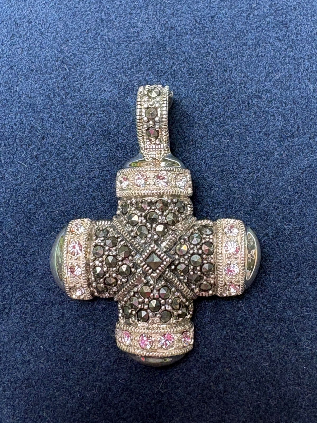 Judith Ripka Sterling Silver Maltese Cross in Marcasite Stones