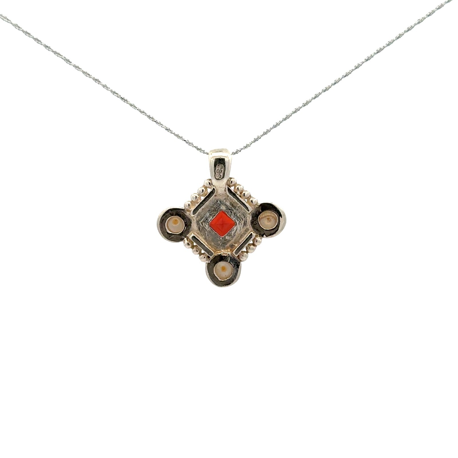 Sterling Silver Garnet And Freshwater Pearl Pendant (7/8 x 7/8 Inch)