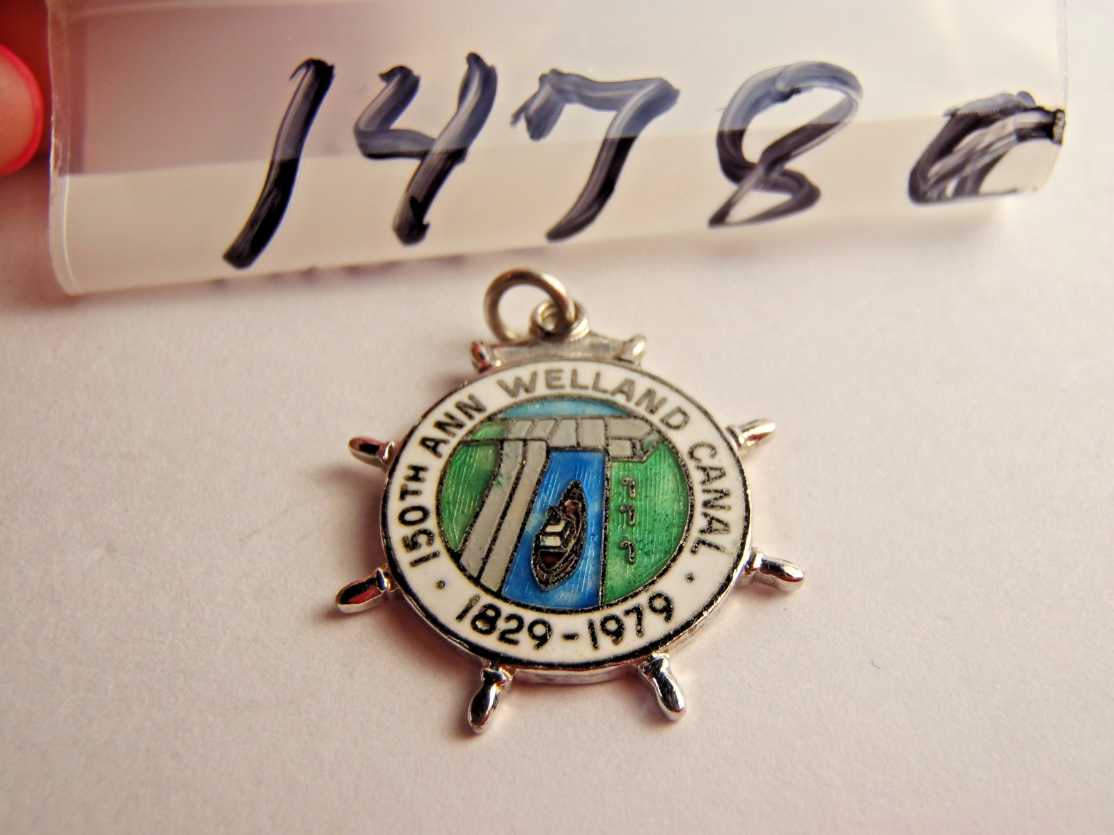 Welland Canal 150th Anniversary Sterling Silver Enamel Charm from 1979 Free Ship