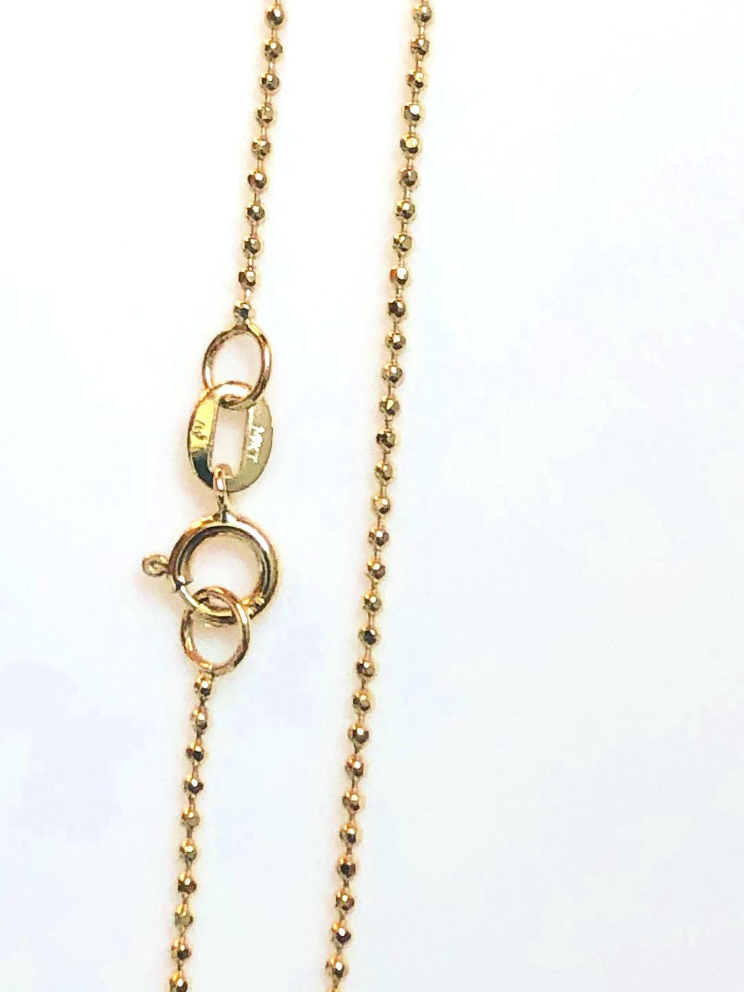 14k Solid Yellow Gold Beads Chain Necklace 1.0 mm 18 inches (45 cm) B-10-9