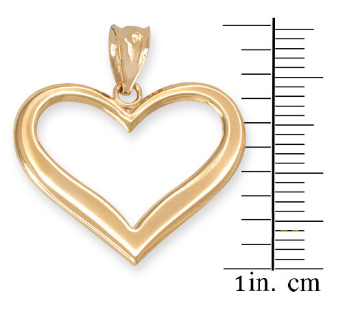 Gold Polished Open Heart Pendant Necklace (Available in Yellow/Rose/White Gold)