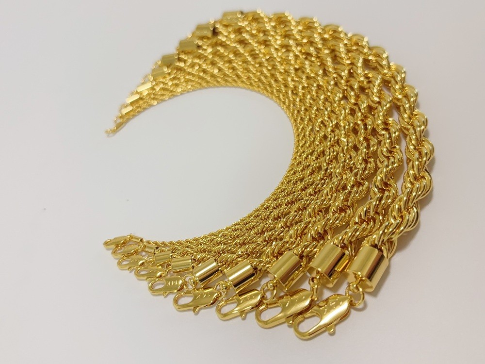 14K Yellow Gold Diamond Cut Rope 2mm-10mm Chain Link Bracelet 7″ 7.5″ 8″ 8.5″ 9″