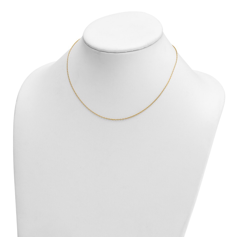 14k Yellow Gold Polished 1.0mm Solid Oval Link Cable Chain Necklace 16″