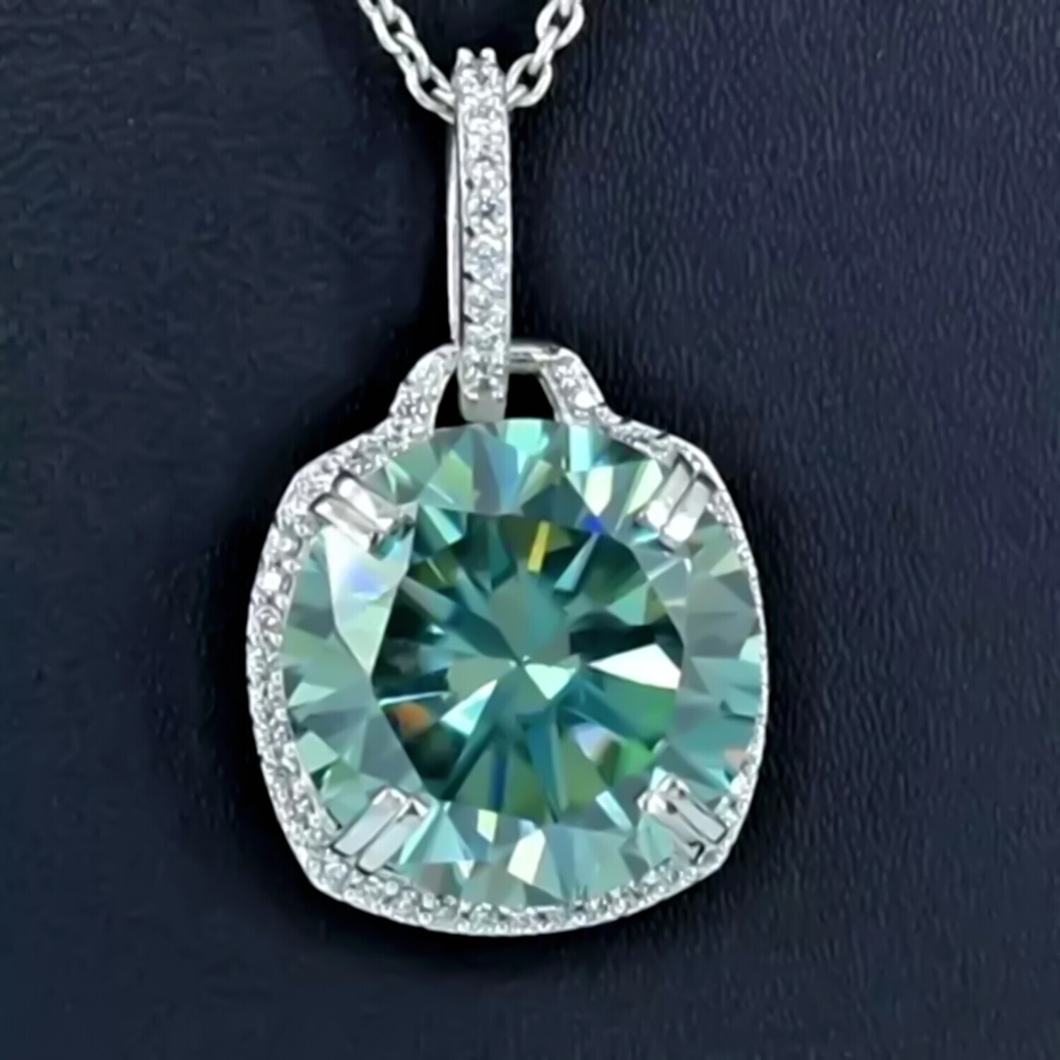 Certified 7 Ct Round Blue Diamond Pendant in 925 Silver Perfect Holiday Gift