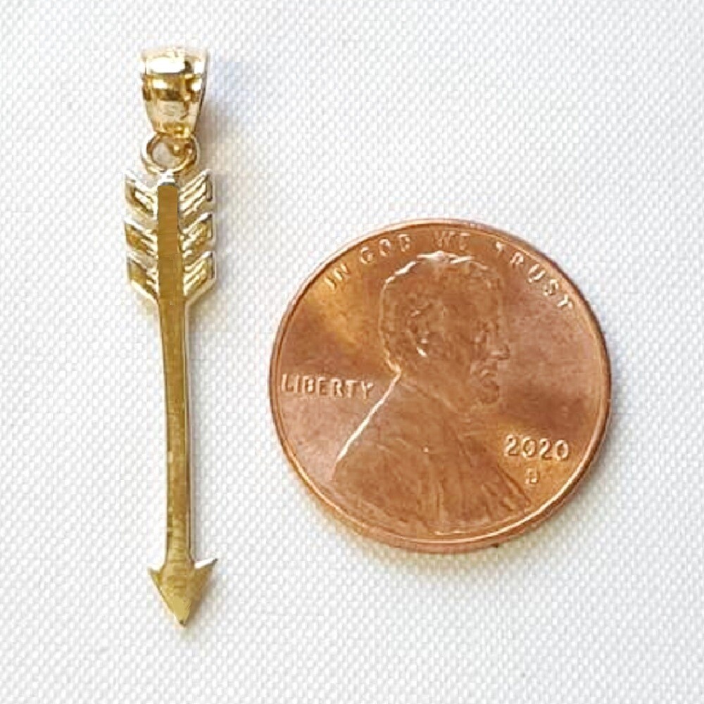 14k Yellow Gold Arrow Pendant / Charm, Made in USA