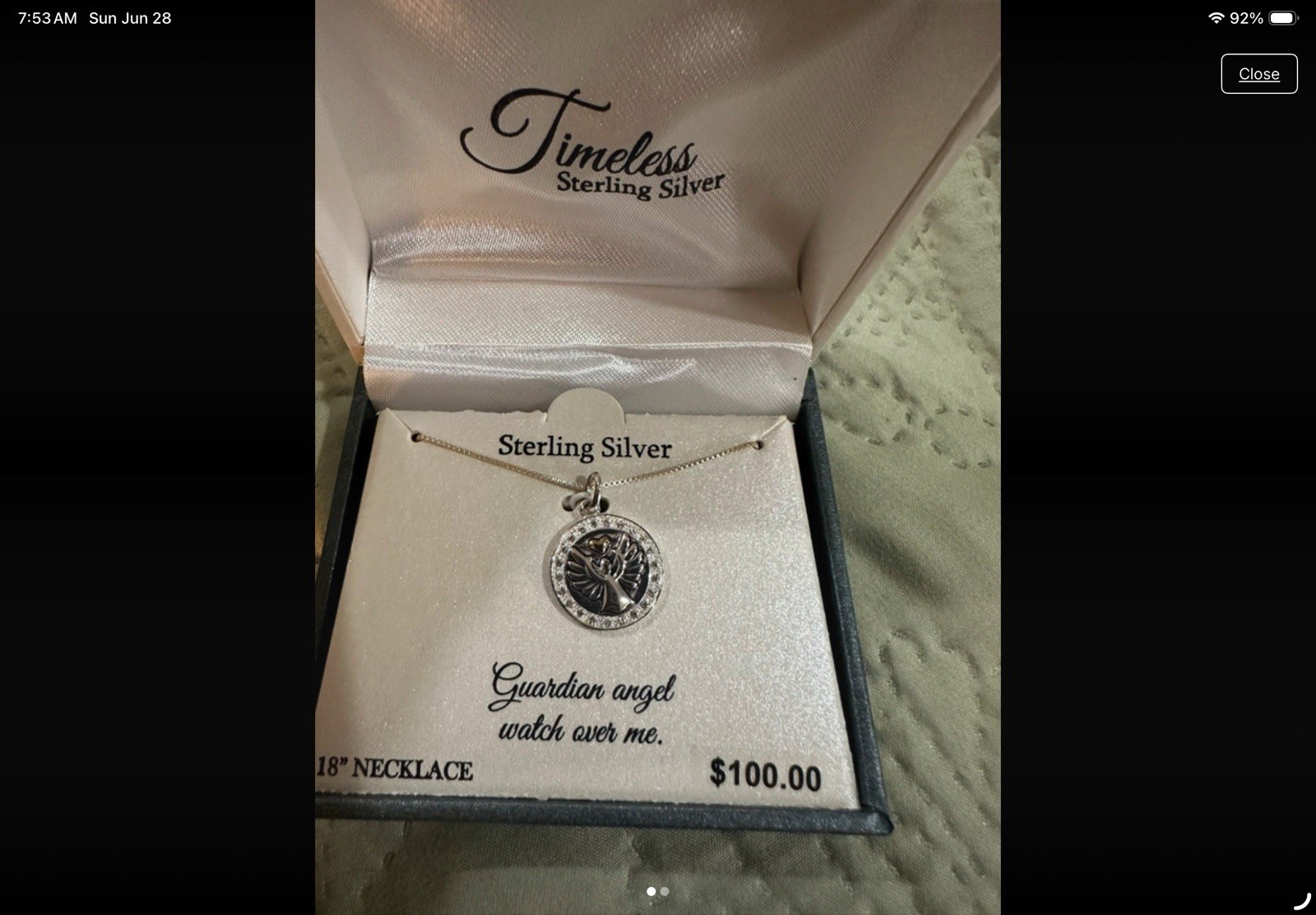 Sterling Silver Guardian Angel Pendant On 18” Chain New In Box