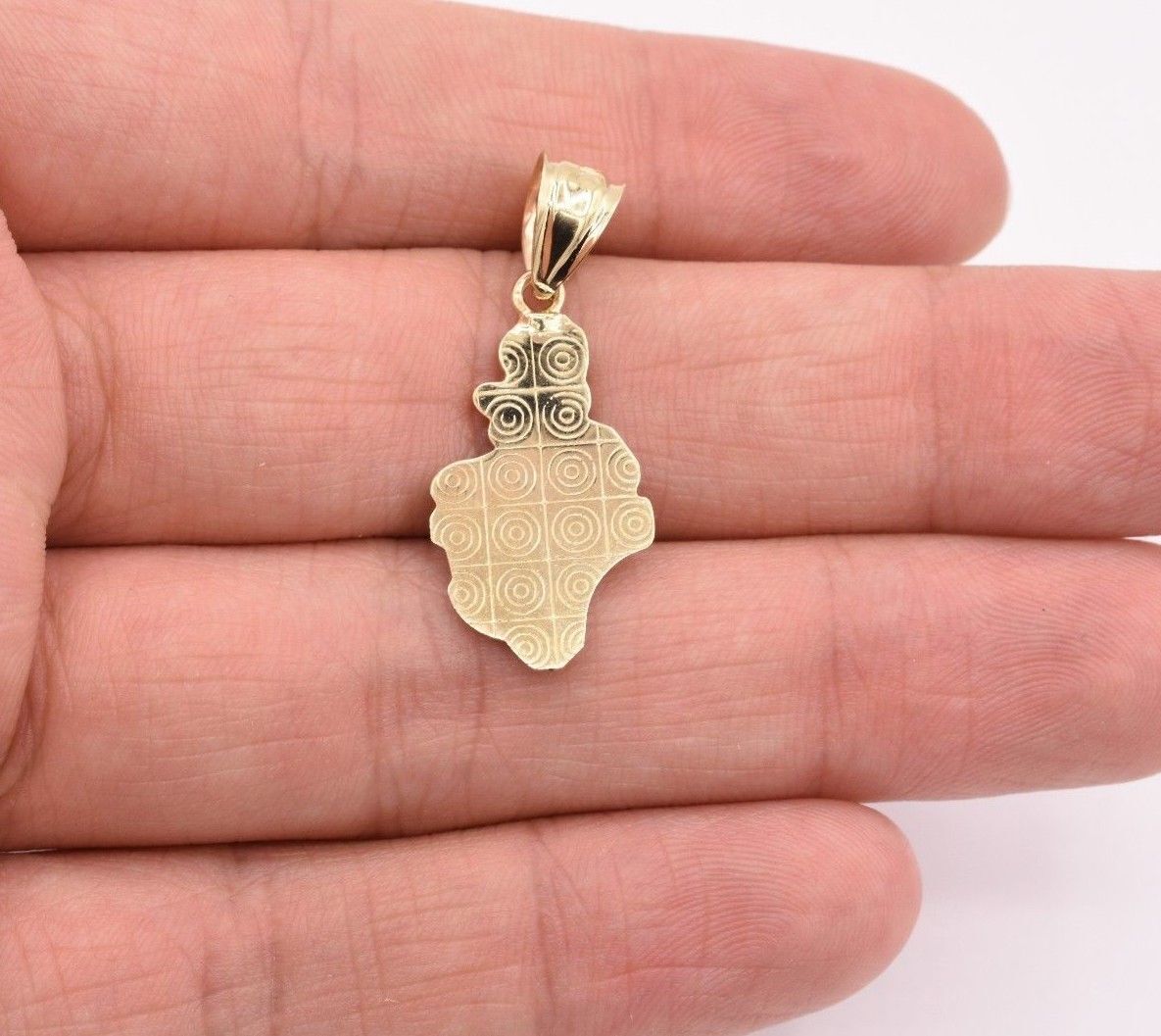 1 3/8″ Nugget Diamond Cut Charm Pendant Real 10K Yellow White Gold GREAT GIFT!