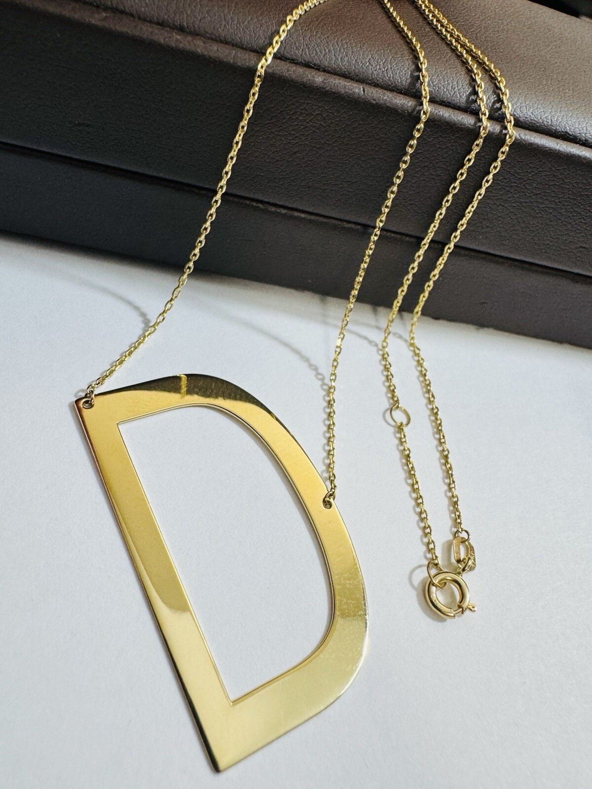 RARE 18K 750 Gold Letter D initial Necklace 16.5/17.5” Long 1mm 4.4g