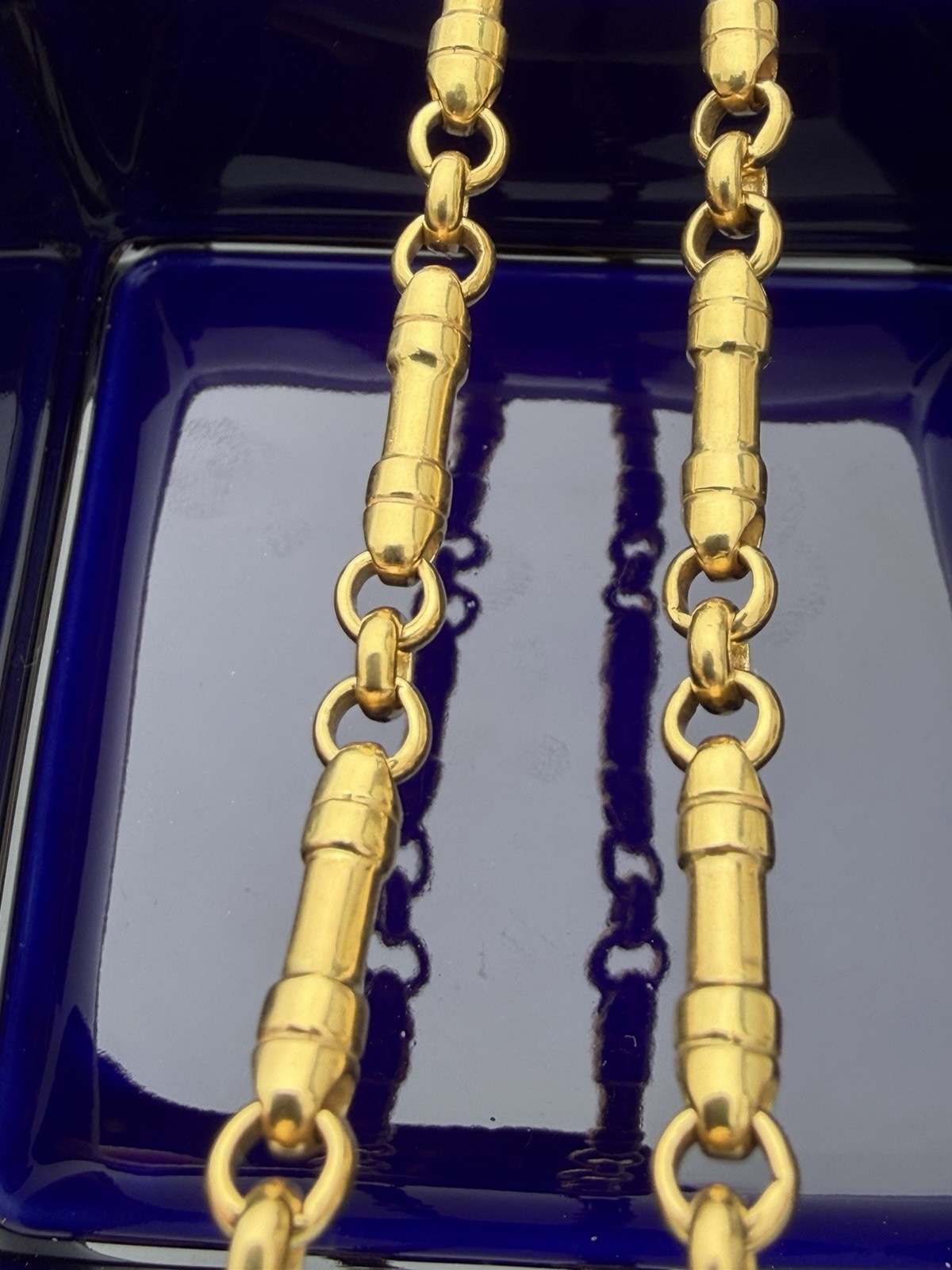 Tiffany & Co 18K Gold Barrel Bar Link 4mm Chain Necklace, 20 Inches, 45.2 Grams