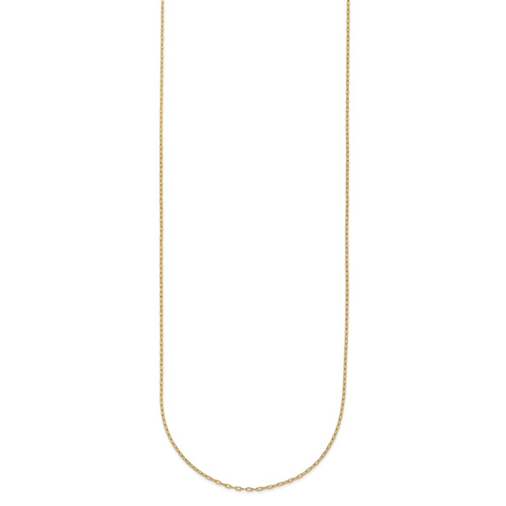 14k Yellow Gold Polished 1.0mm Solid Oval Link Cable Chain Necklace 16″