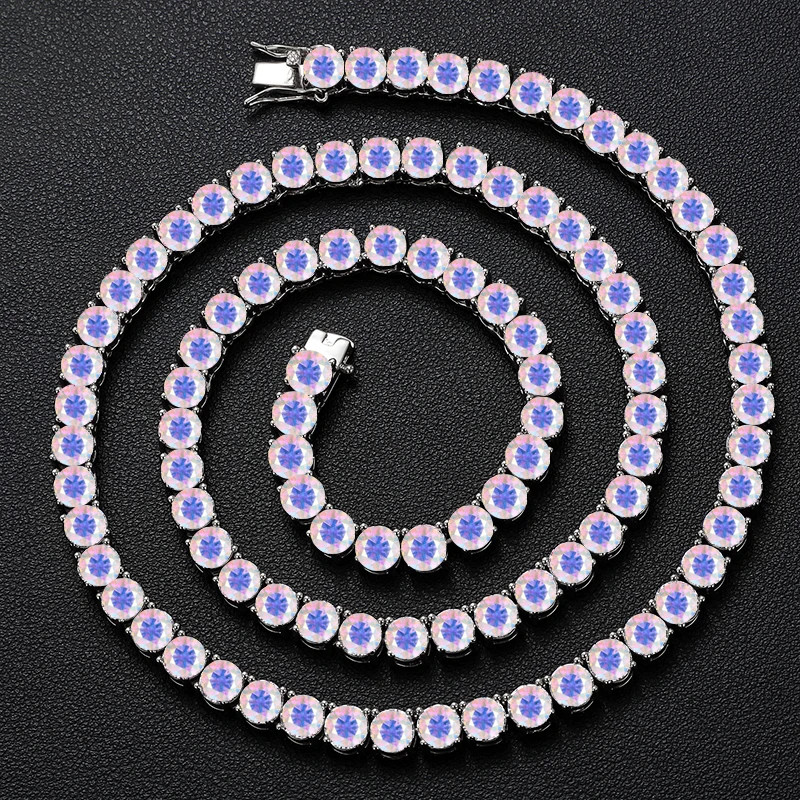 Colorful Real Moissanite Tennis Chain Necklace S925 Silver Bracelet Passes Test