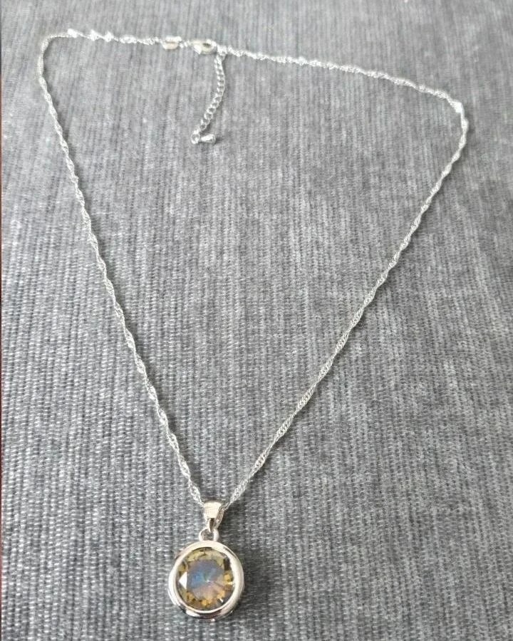 Sterling Silver 925 0.5″ Mystic Topaz 18″ Necklace. Brand New. UK Seller