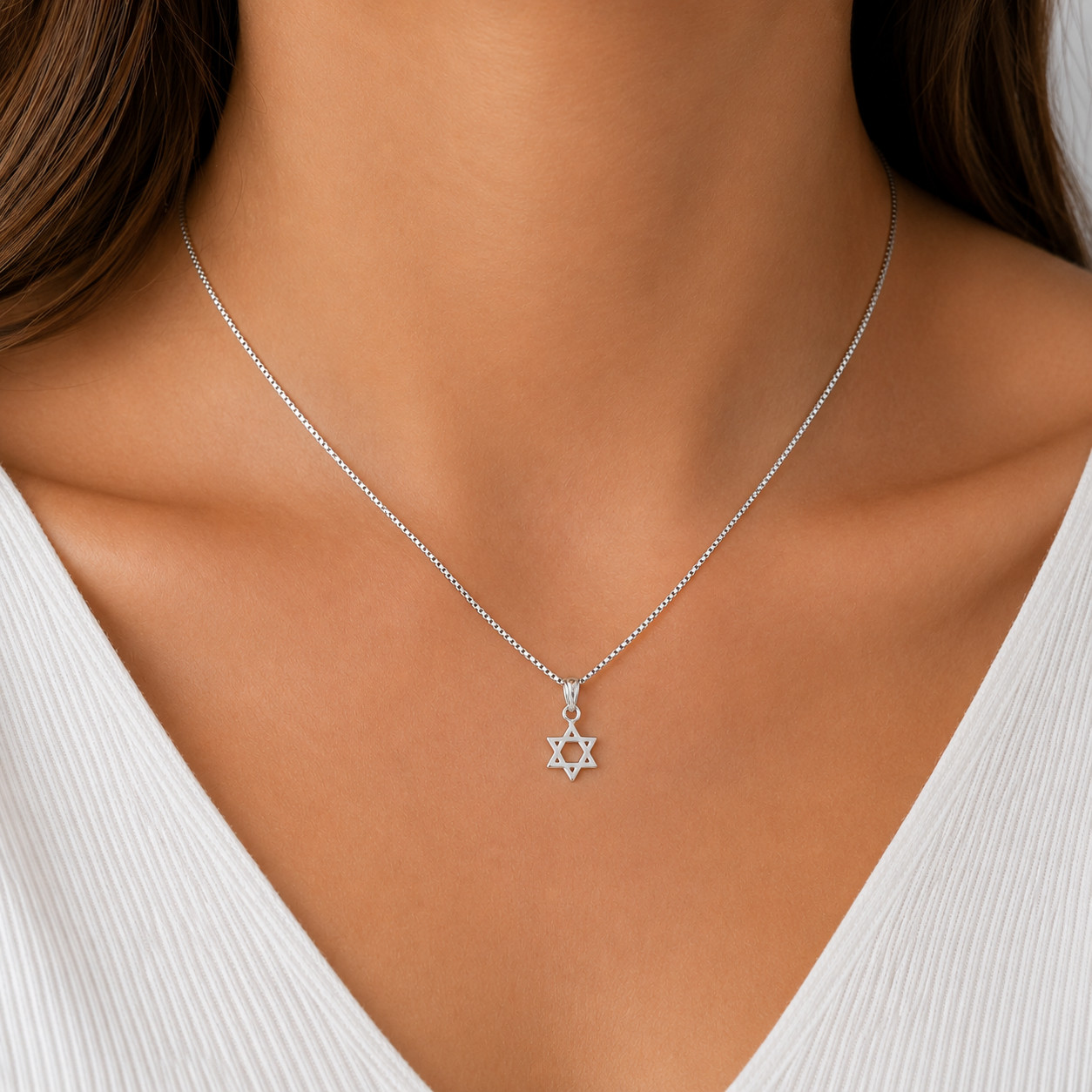 925 Sterling Silver Petite Star of David Pendant Necklace 16 or 18 Inch Chain