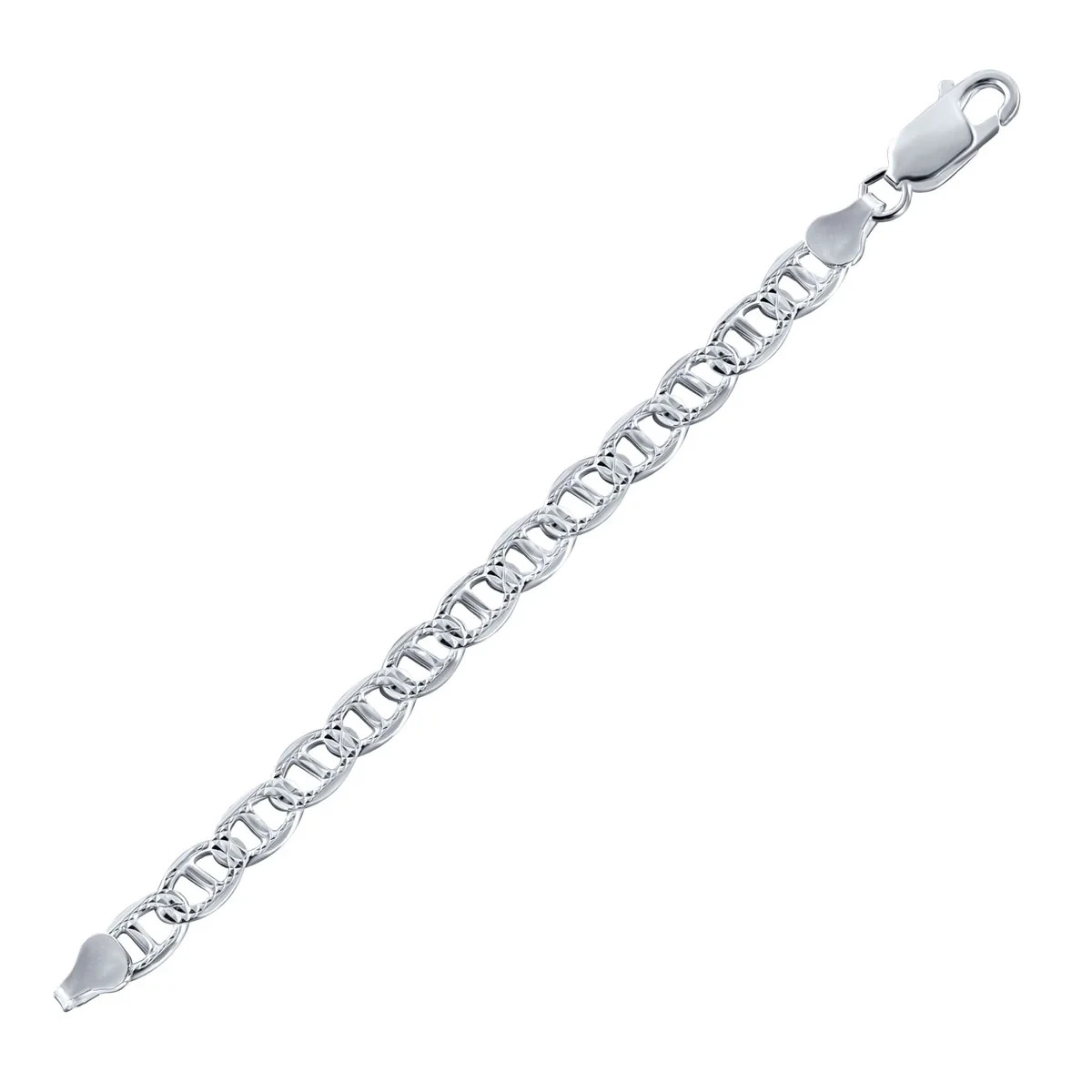 Real Sterling Silver Mens Diamond Cut Mariner Chain Necklace all sizes/Italy