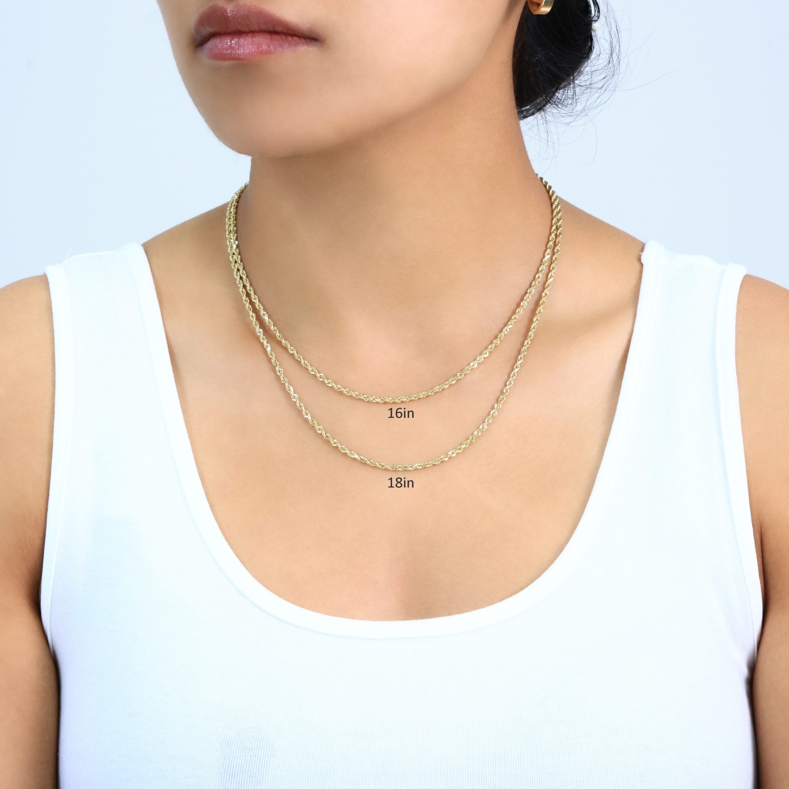14K Yellow Gold 2mm Italian Diamond Cut Rope Chain Necklace Mens Women 16″- 30″