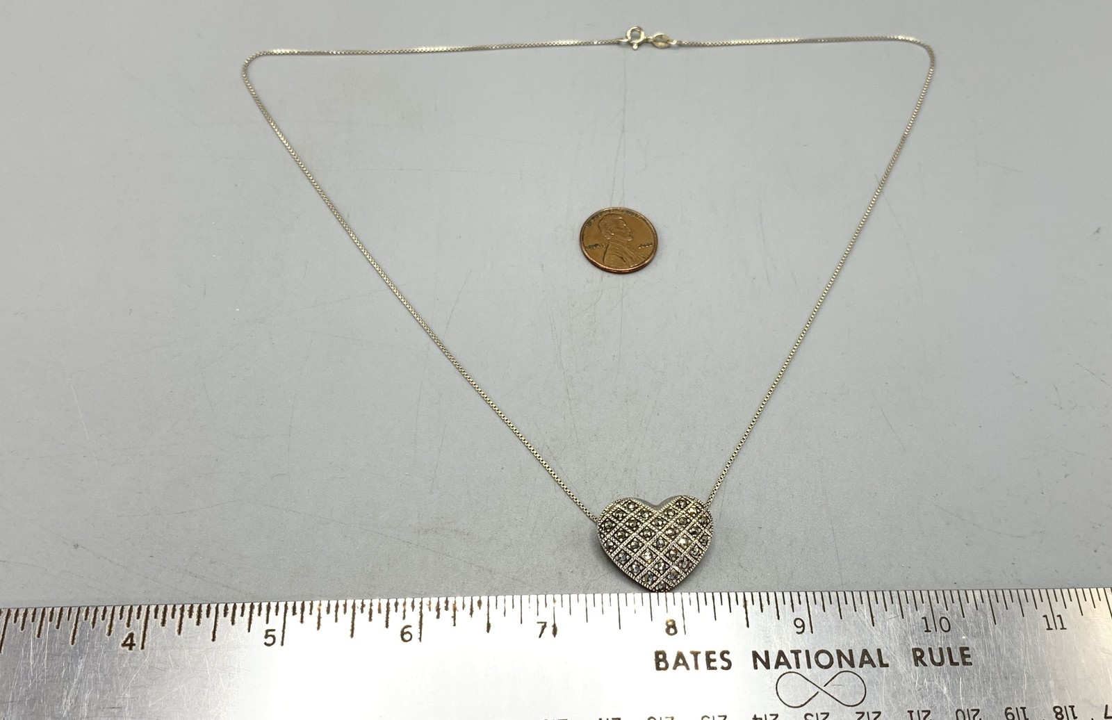 Sterling Silver, Marcasite Stones Heart Pendant Necklace