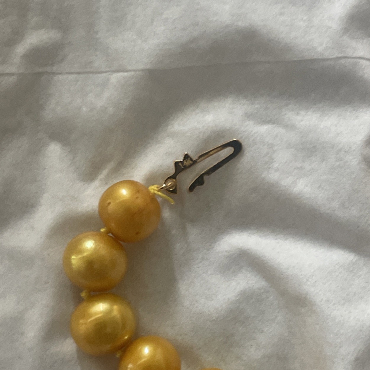 Natural Golden South Sea Pearl Necklace 10-12mm 14k 18”