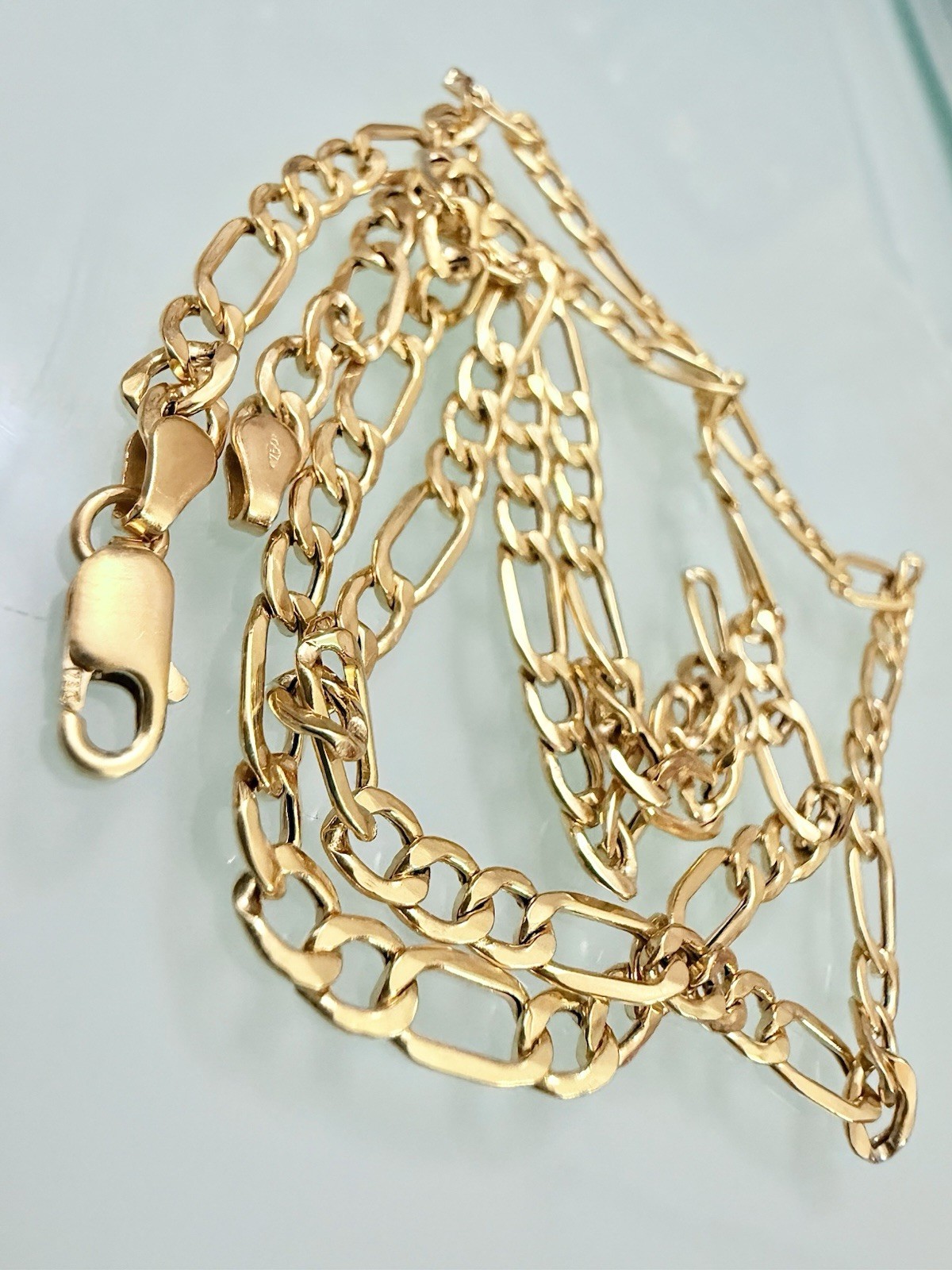 Pure 18K 750 Men Genuine Gold Chain Cuban Figaro Necklace 23.5” long 5mm 6.83g