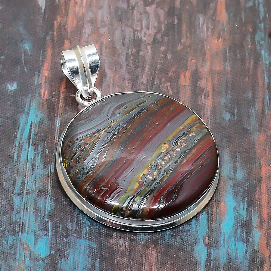 Iron Tiger Eye Gemstone Handmade Jewelry Pendant 2.17″ a406