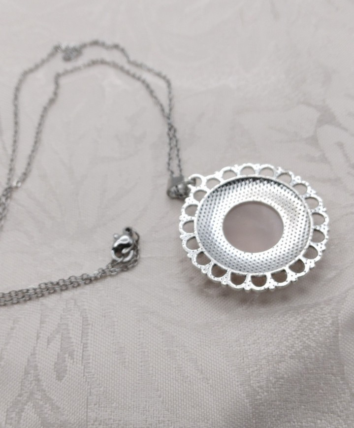 Rose Quartz Gemstone Necklace Silver 17″ NF Birthday Dainty Mother Handmade New
