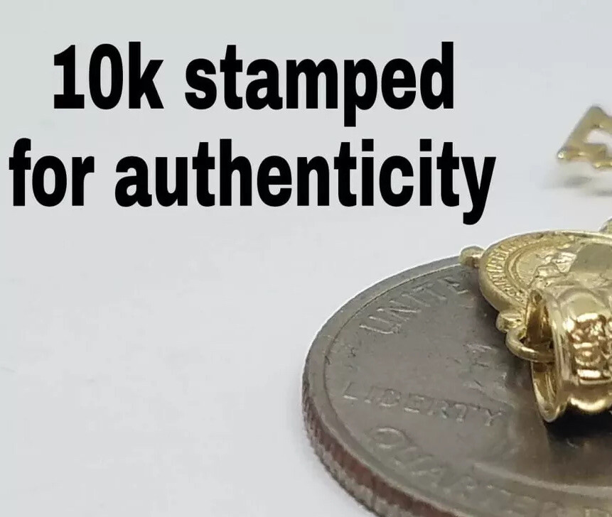 GOLd st Saint Benedict San Benito senita pendant key cross 10k solid charm 1.35″