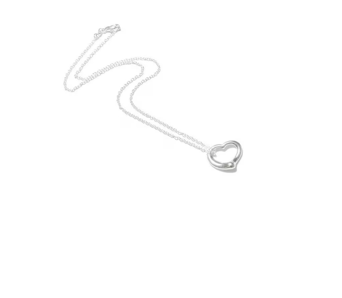 Silver Open Love Heart Pendant + 18 Inch 925 Sterling Silver Chain