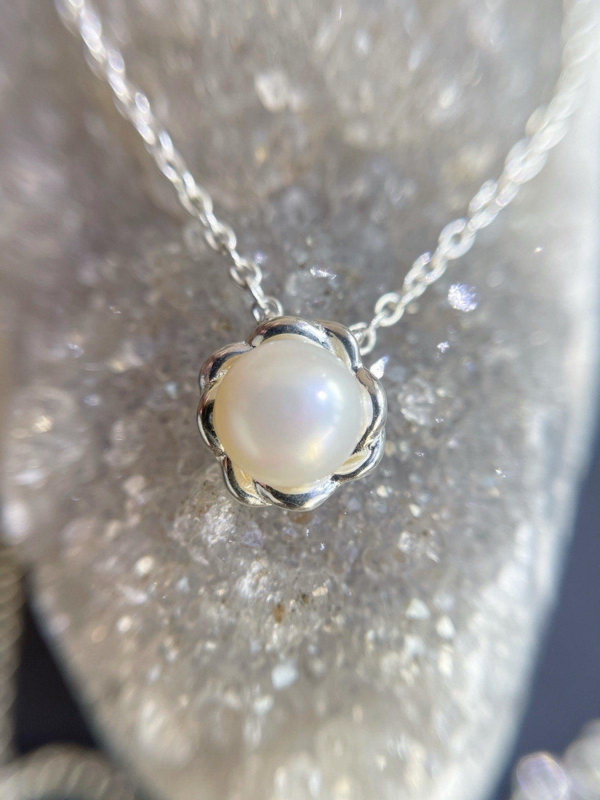 Gemporia Not Enhanced Natural 7mm Pearl Necklace Sterling Silver BNWT COA Summer
