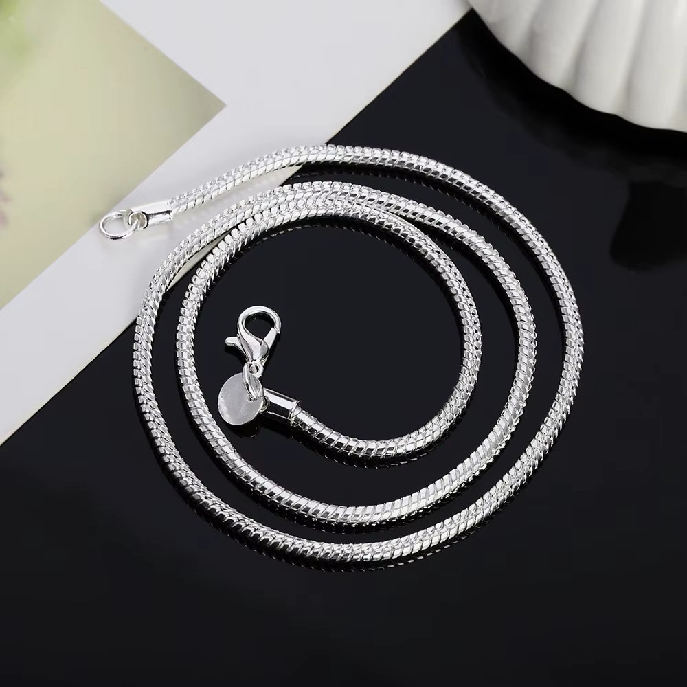 925 Sterling Silver Snake Chain Necklace Shiny 925 Stamp Non-Tarnish Brand New