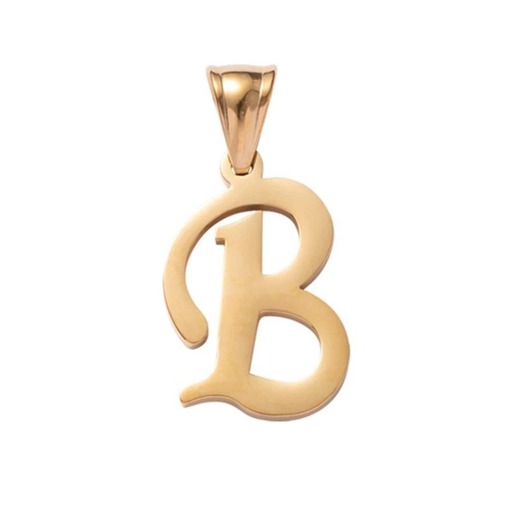 Initial Charms Gold Letter Pendant 14k Gold Charm Name for Women and Men (B)
