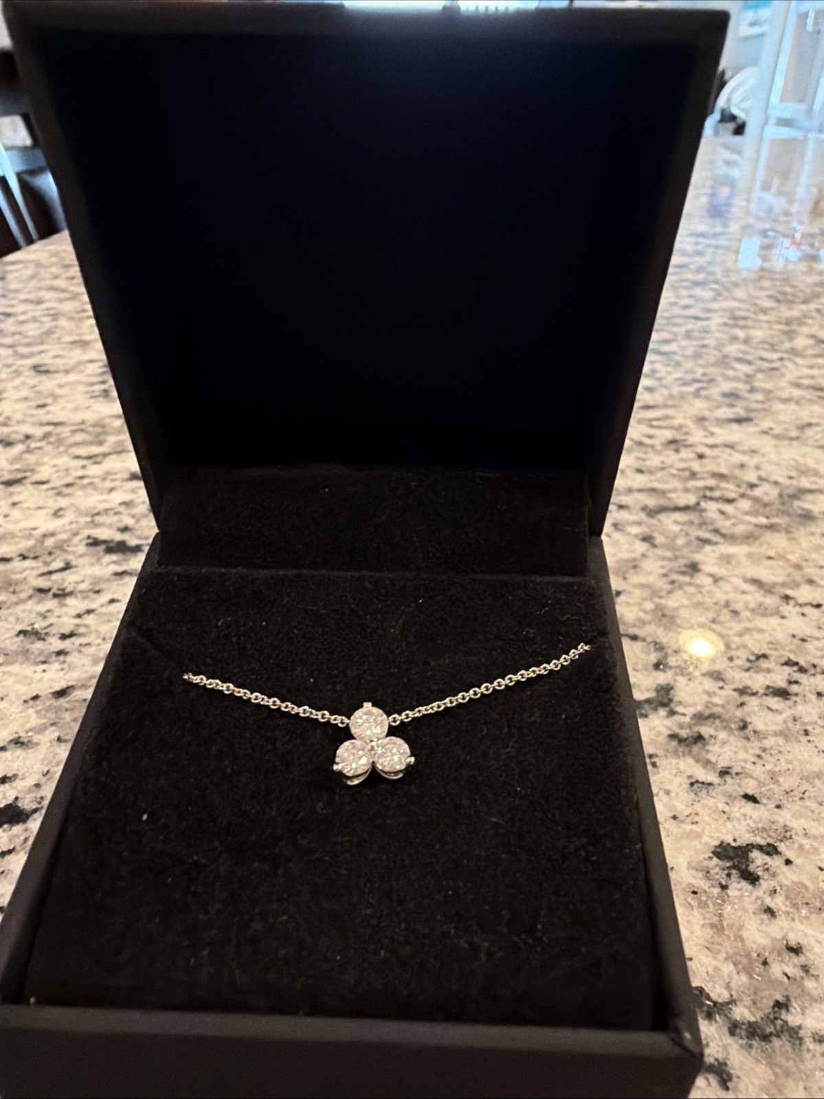 Kay Three Stone 10k WG 1/2 Carat Round Diamond Pendant NIB With Original Tag