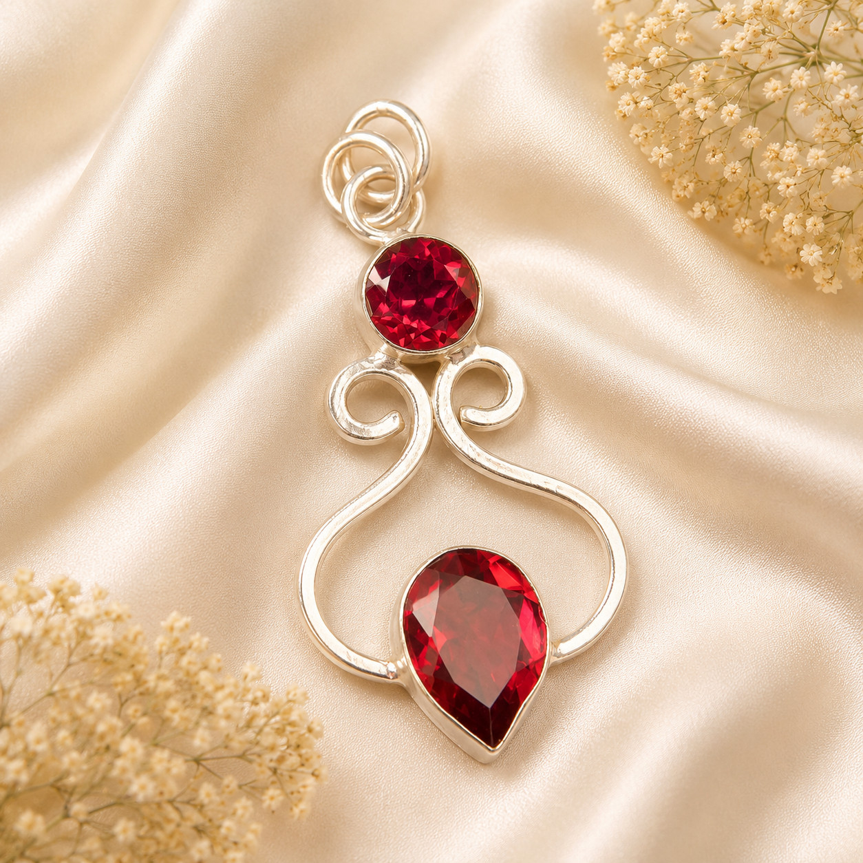 Pink Rubellite Gemstone 925 Solid Silver Pear Cut Pendent 1.60″ Gift For Mother