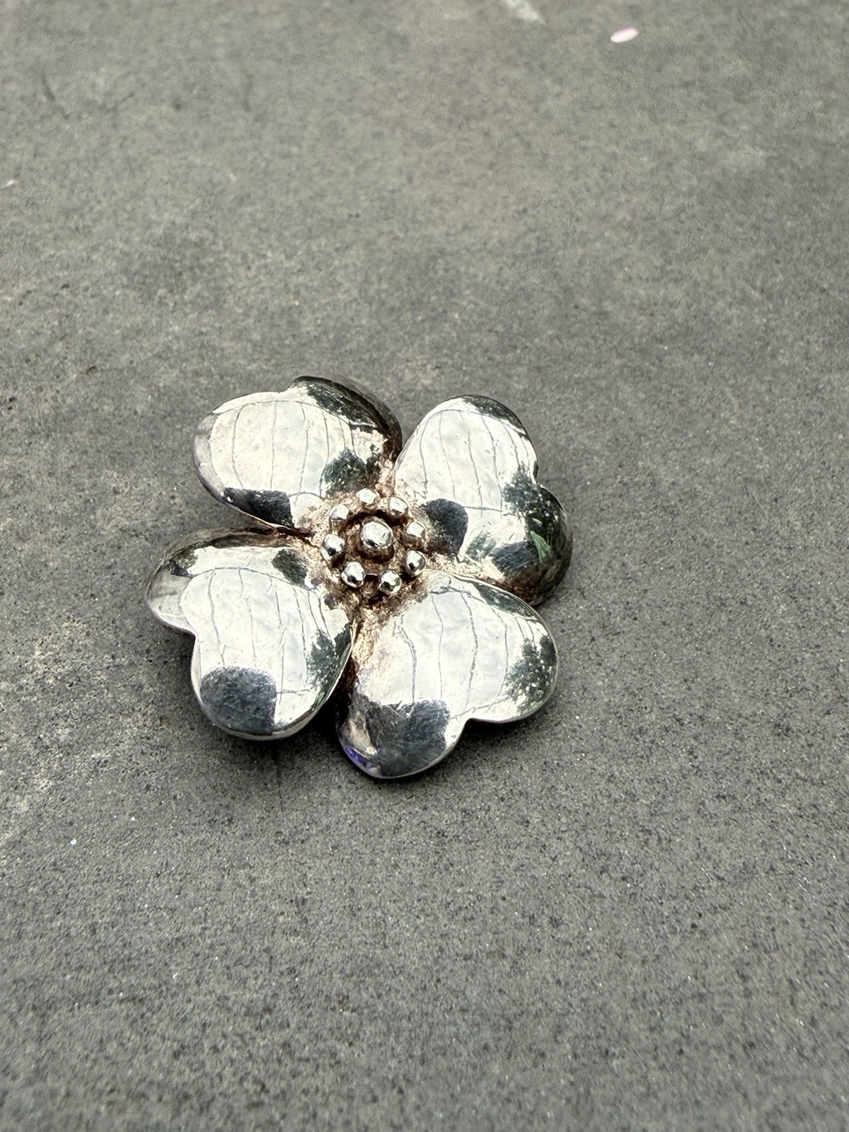 Modern Sterling Silver 925 Dogwood Flower Blossom Slide Pendant 6.7g