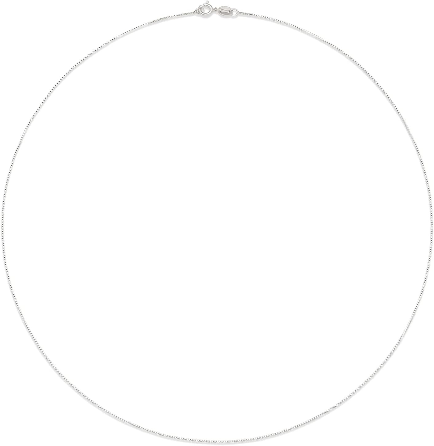 Sterling Yellow Gold or Silver Thin 0.8Mm Box Chain Necklace