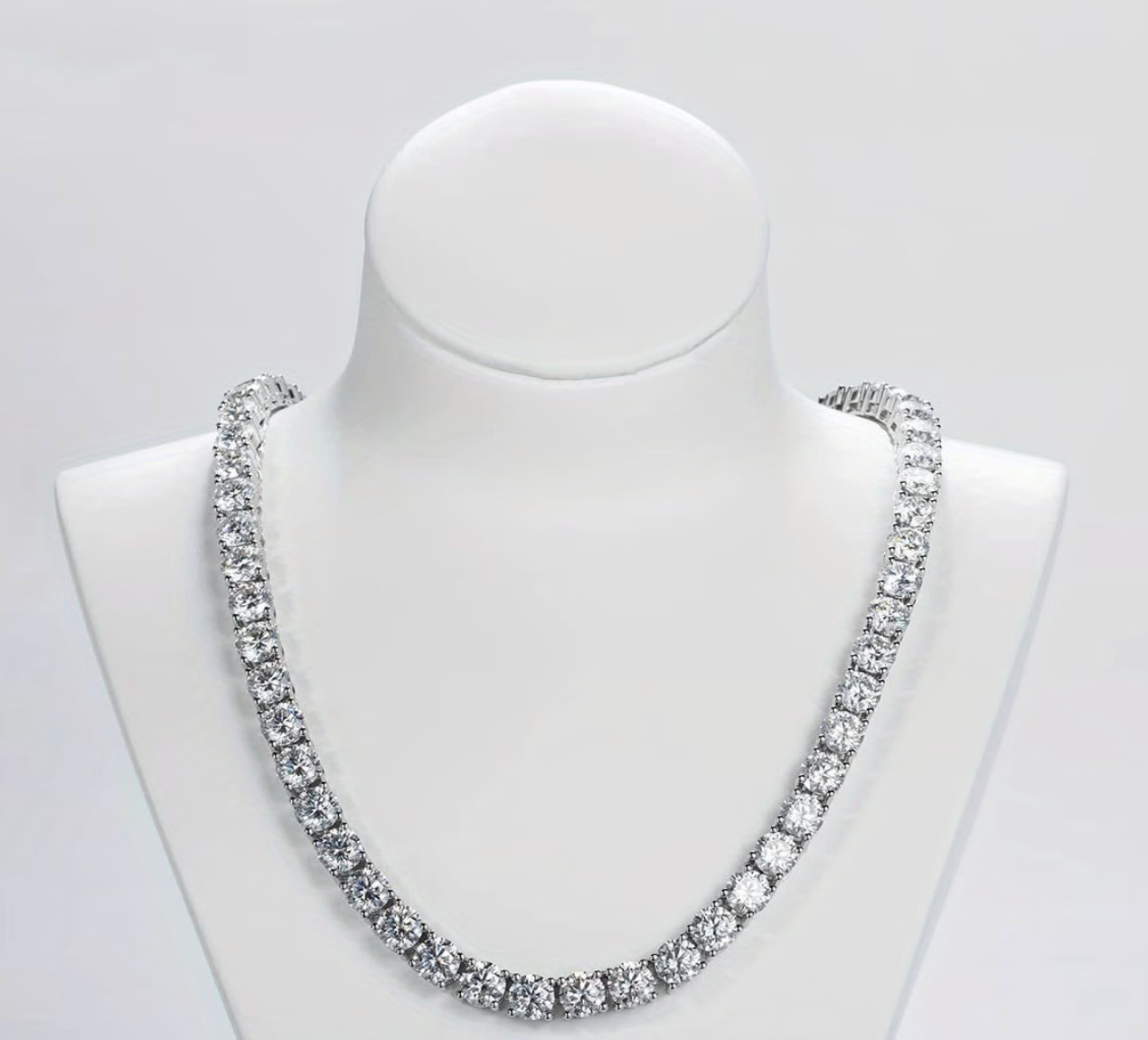 1pc 32ct D Color VVS1 Lab- Tennis Necklace – 925 Sterling Silver
