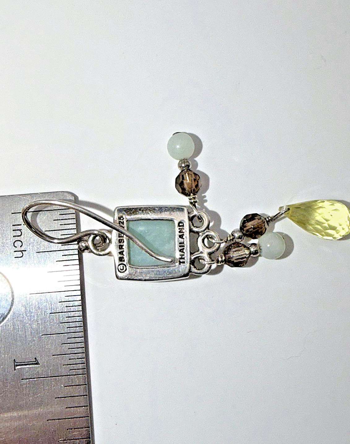 Barse 925 Blue Larimar, Citrine, Smoky Quartz Dangle Earrings – Rare Find