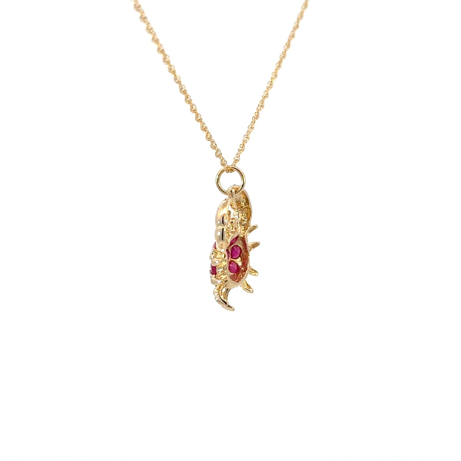 14KT. Yellow Gold Ruby Crab Pendant/Charm (15mm x 16mm)