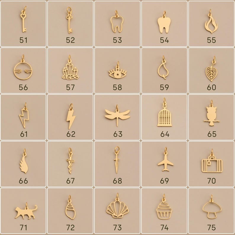 Minimalist Gold Charm Necklace – 119 Dainty Pendant Options, Custom made