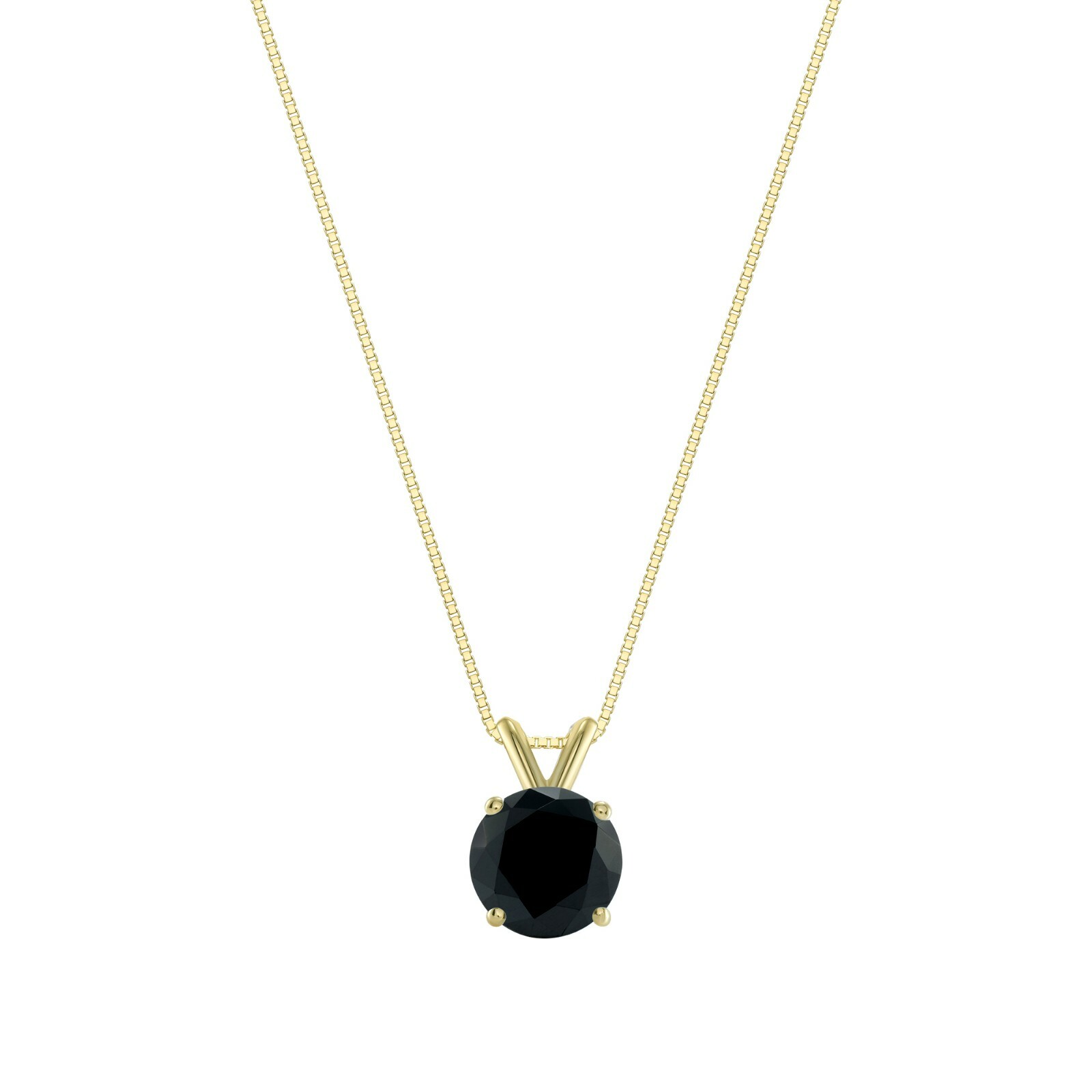 1.25 Ct Round Lab Grown Diamond Black Solid 18K Yellow Gold Pendant Necklace 16″