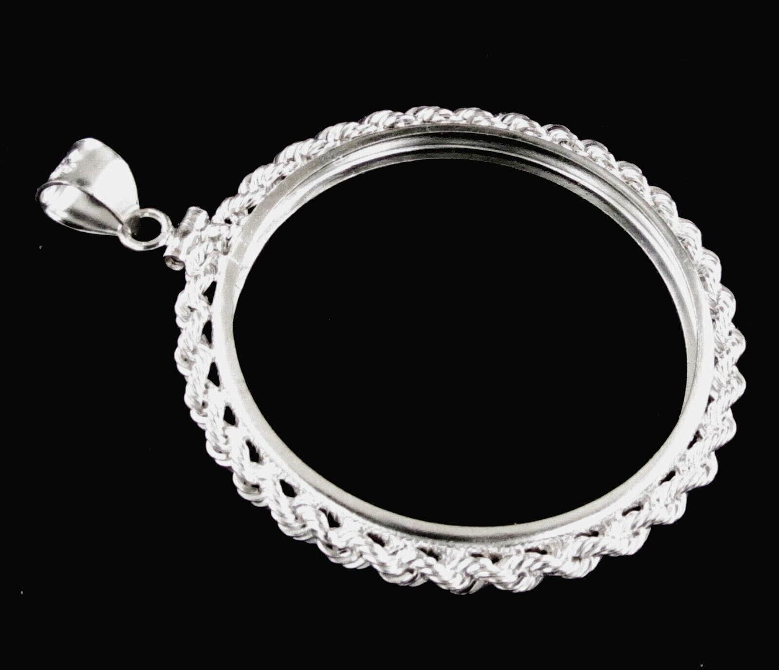 Coin Bezel 1 oz. Silver Krugerrand Sterling Silver Rope with Soldered Bail