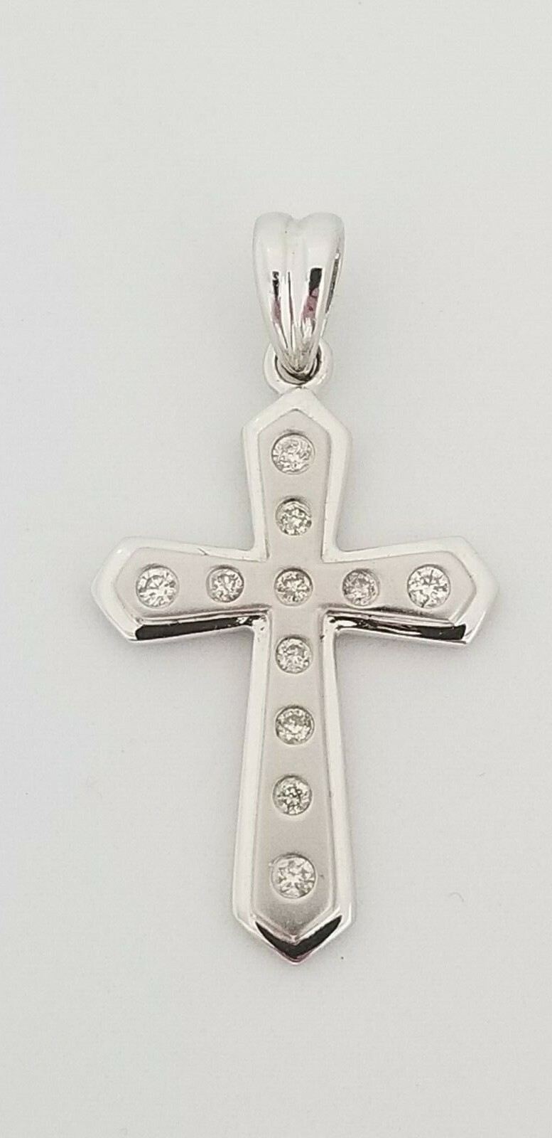 Diamond Cross Pendant 14k White Gold For Adults or Children Elegant Satin Finish