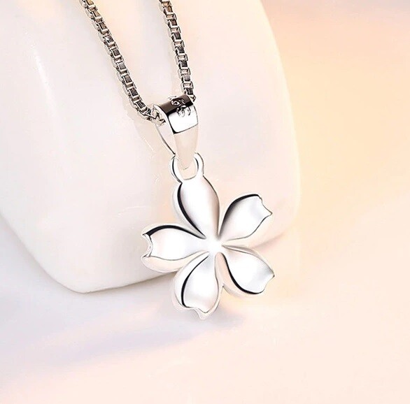 925 Sterling Silver Womens 20″ Chain Pink Topaz Flower Pendant Necklace D677