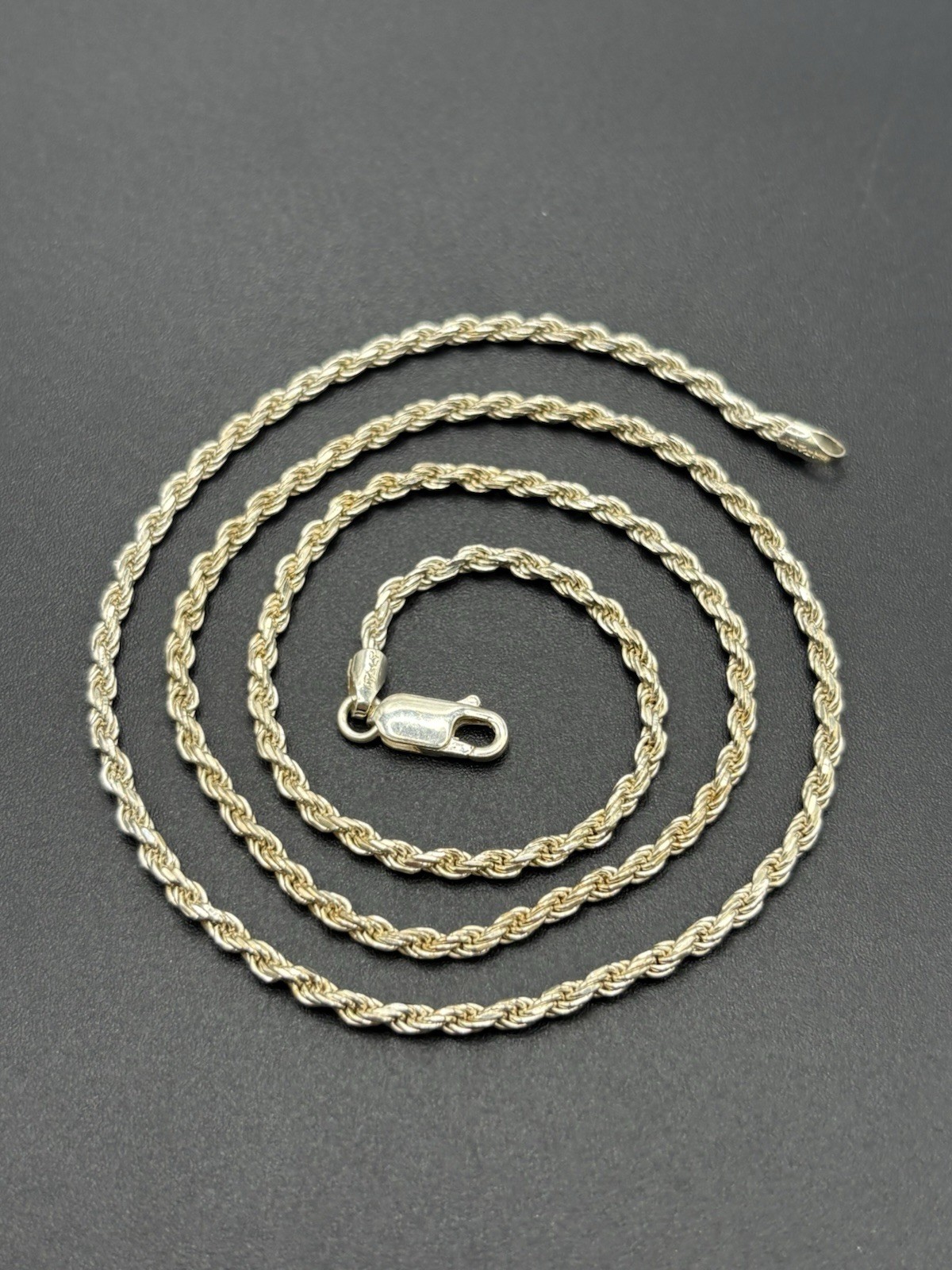 20″ EUC Sterling Silver Rope Chain 2.25MM 9 Grams C19
