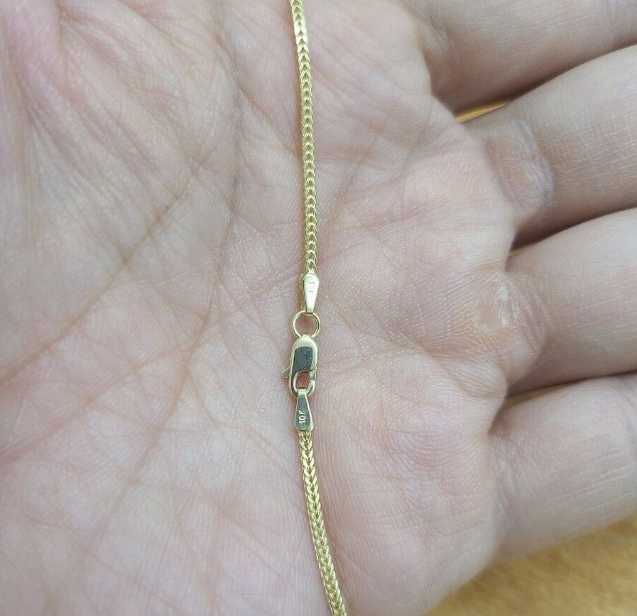 10K Hollow Yellow Gold Franco Box Link Chain Necklace Men Women 1.5mm 16-30″