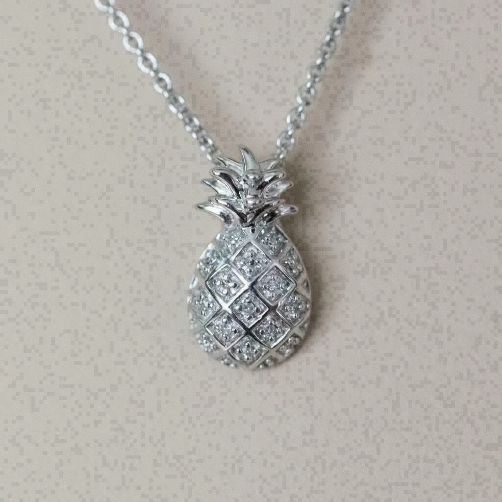 3.20Ct Round Cut VVS1 Diamond Pineapple Pendant 14K White Gold Finish Free Chain