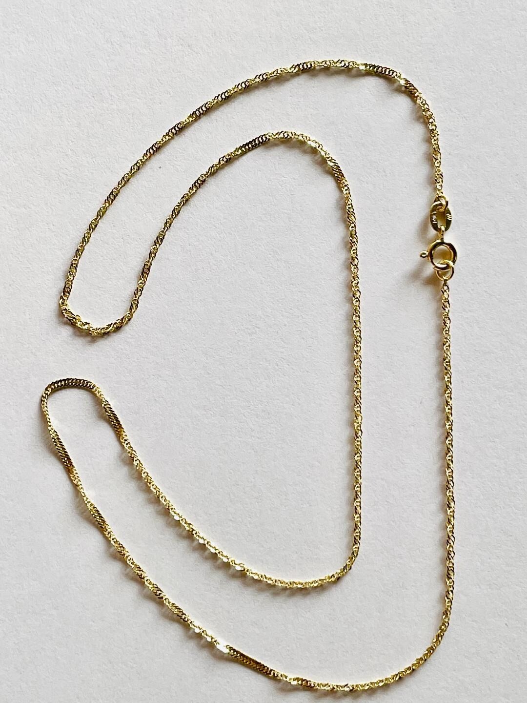 14K Solid Yellow Gold SN-025Y Singapore Chain W: 1.2 mm Length 18 inches (45 CM)