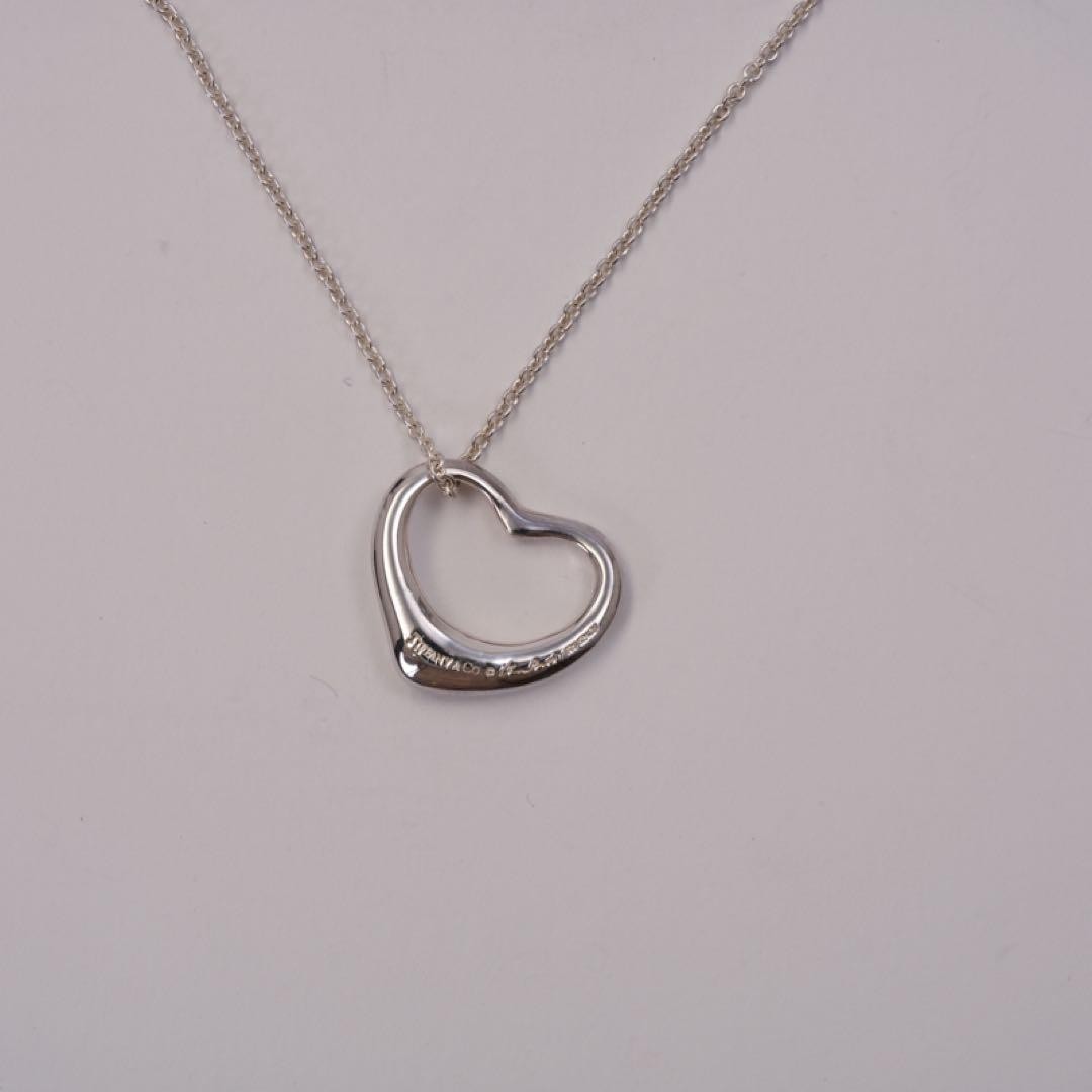 Tiffany & Co. Open Heart Necklace Silver 925 Women Used B Open Heart Design
